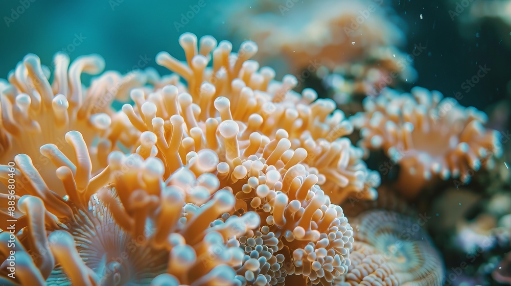 Poster a macro shot of coral reefs suffering from bleaching.
