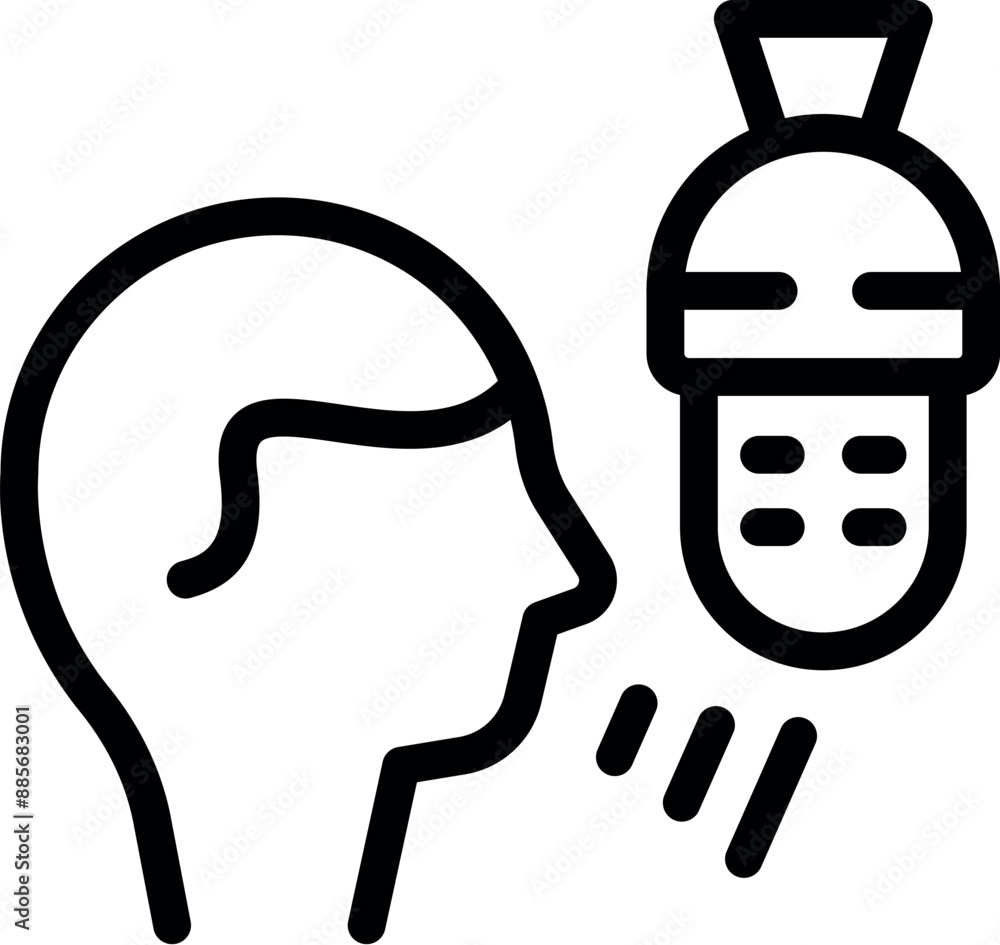 Poster man is speaking into a microphone, potentially recording a podcast or giving an interview