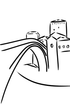black line art bridge architecture clip art preview