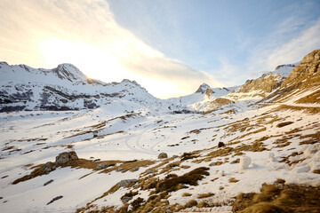 Obraz premium Mountain landscape with snow cover, Montenegro