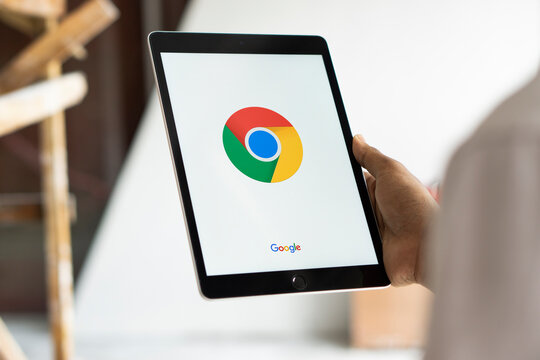 Dhaka, Bangladesh- 13 July 2024: Google Chrome  logo is displayed on iPad.