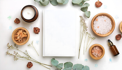 Mock-up of a white magazine cover. Spa. Relaxation. 