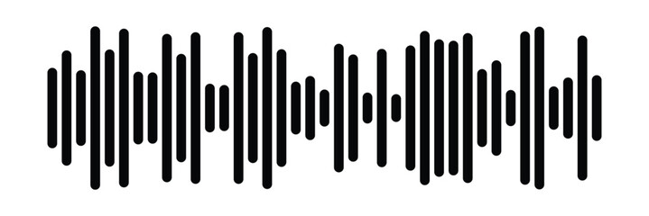 Radio Wave icon. Monochrome simple sound wave on white background. Vector sound wave icon. Music player sound bar. Record interface. Equalizer icon with soundwave line. vector illustration in eps 10.