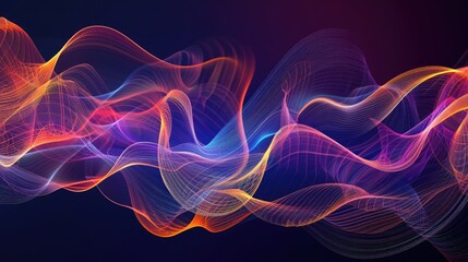 Fototapeta premium A vibrant wallpaper panorama showcasing abstract waves and lines forming organic shapes, with a rich and dynamic color palette.