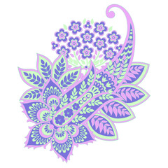 Floral Paisley colorful vector ornament. Isolated Pattern 