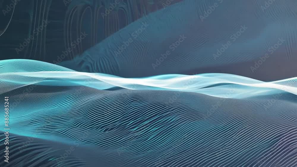Poster futuristic abstract waves flowing through digital space generative ai