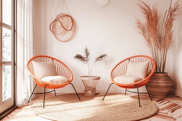 Bright Scandinavian Living Room Design with Modern Decor Elements - Minimalist Interior Frame Mockup for Home Decor Ideas