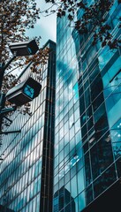 Fototapeta premium Modern Government Building with Security Cameras for Enhanced Safety and Monitoring