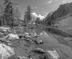 The landscape at Lago d Arpy lake.