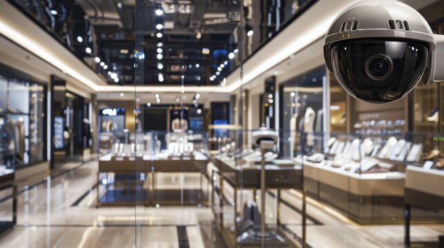 Luxury Retail Store with Advanced Security Surveillance Ensuring Merchandise Protection