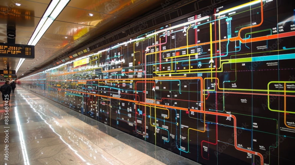 Aufkleber detailed metro map display at modern subway station for efficient route planning and navigation