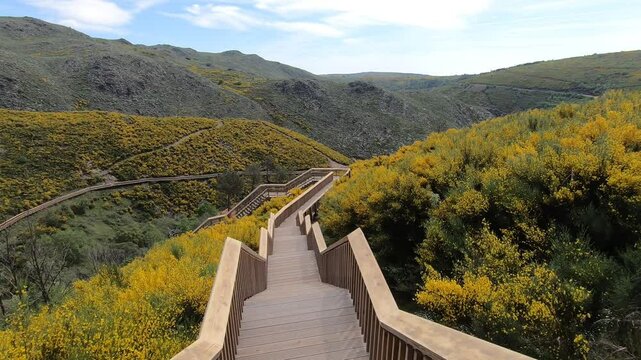 The Passadi&ccedil;o do Mondego, staircase for contemplating landscapes in the Serra da Estrela Natural Park - Videmonte, Guarda, Portugal