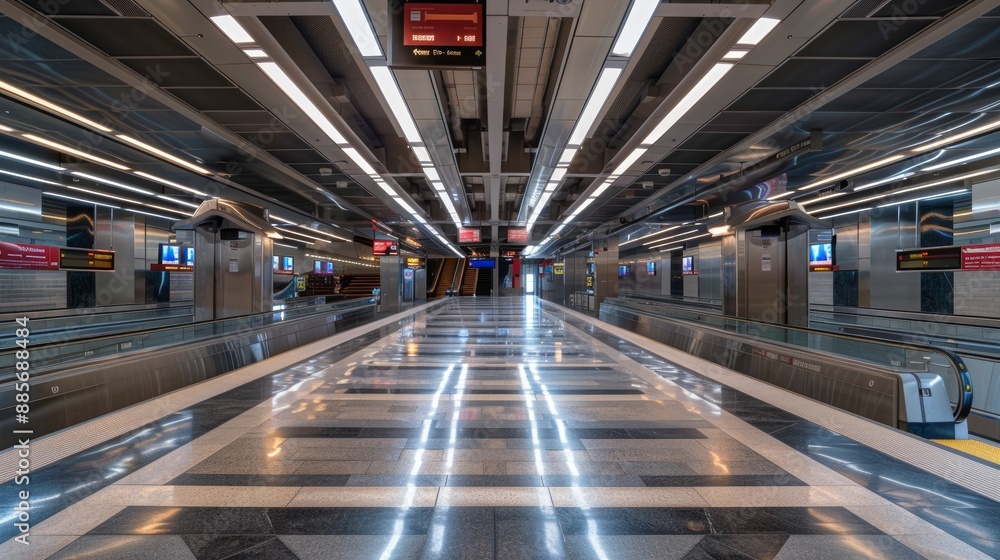 Aufkleber modern metro station with large signage for easy navigation and accessibility