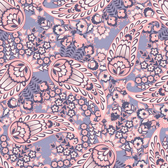 Damask Paisley seamless vector pattern for fabric design. Vintage textile background