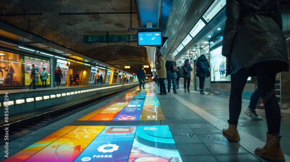 Aufkleber innovative digital ads on metro platform floor tiles captivate commuters with moving graphics and co