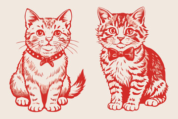 Vintage cat vector, vintage cat, cat vector, cat vector line art, cat, vintage vector