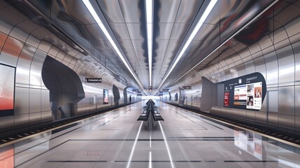 Modern Metro Station Upgrade with Digital Screens and Automated Systems for a Futuristic Design