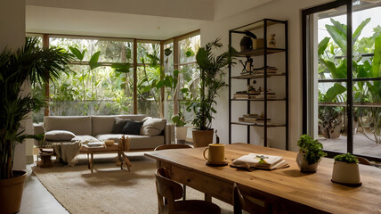 Obraz premium modern living room with fireplace, ai generated