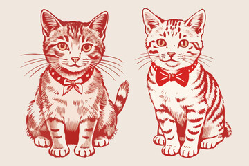 Vintage cat vector, vintage cat, cat vector, cat vector line art, cat, vintage vector