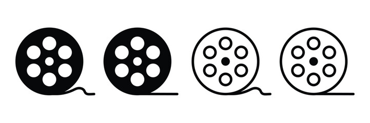 Set of Cinema reel icons collection. Camera tape symbol. Vector Illustration.