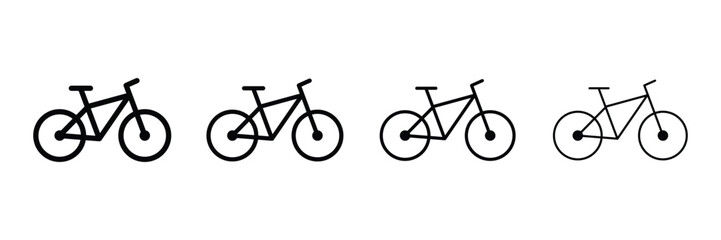 Set of outlined Bicycle icon collection. Bike, racing cycle, motor bike symbol. Vector Illustration.
