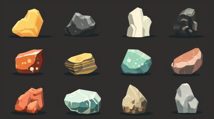 Rocks icons set