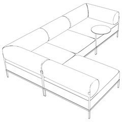 Sofa or Couch Line Icon. Minimalist Outline Design of Furniture for Living Room, Vector Illustration on White Background