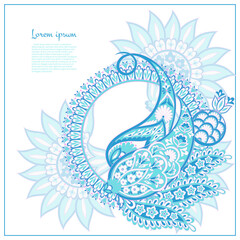 Floral isolated pattern with paisley ornament. Ornate floral decor. Vector illustration