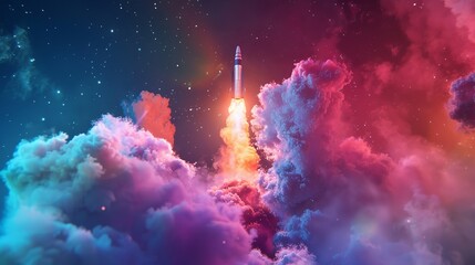 Space Scene: Flashing Laser and Burning Comet with Bright Colors