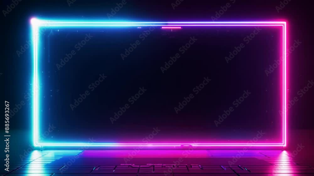 Aufkleber neon frame on dark background generative ai