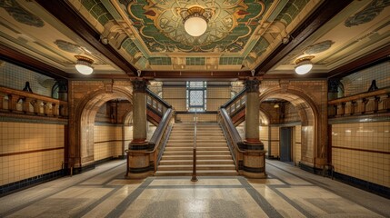 Obraz premium Restored Historic Subway Station with Old World Charm and Modern Amenities for Heritage Preservation