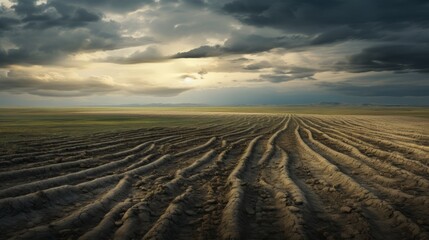 Naklejka premium field of wheat and sky