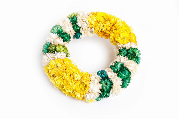 Obraz premium A door wreath with helichrysum bracteatum - everlasting flowers