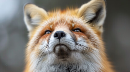 Rabid fox, animal with rabies, saliva from mouth, aggressive. Banner copy space