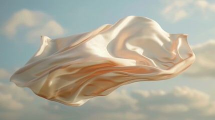 Naklejka premium Admire the graceful movement of a piece of silk fabric as it floats gently on the breeze, its smooth surface and elegant drape conveying a sense of timeless beauty and refinement background.