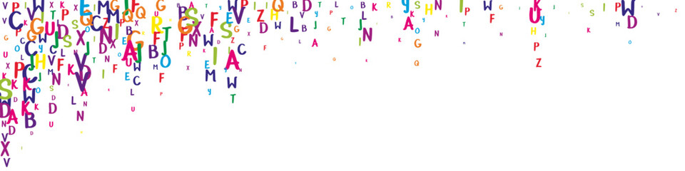 Scattered letters of latin alphabet. Colorful