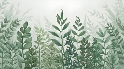 Natural Illustration: Simple Green Plant Pattern Wallpaper. 
This simple organic design exudes vintage botany graphic art, perfect for 4K wallpapers and backgrounds. 