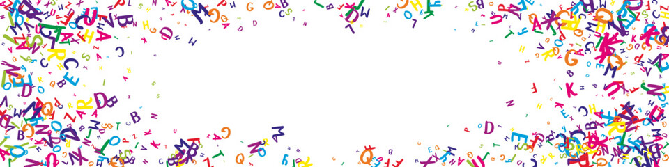 Scattered letters of latin alphabet. Colorful