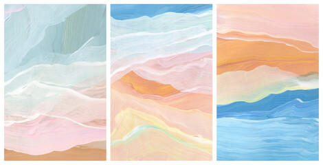 Art Watercolor and Acrylic smear wave blot brushstroke painting wall. Abstract texture color stain...