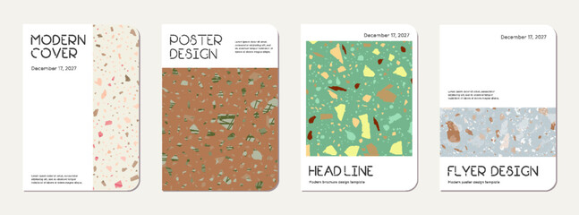 Naklejka premium Brochure cover design. Terrazzo abstract