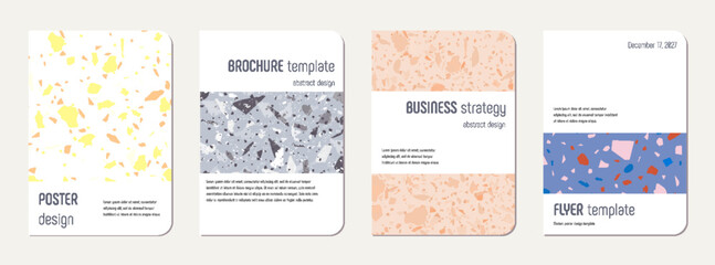 Naklejka premium School notebook cover design. Terrazzo abstract