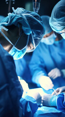 Surgeon operating patient in an operating room.