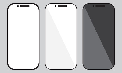 Smart phone icon mobile mockup. Front line cell phone on screen. Mobile phone symbol set. Vector illustration. on white background.