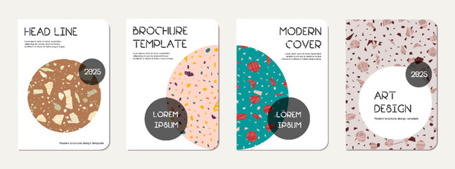 School diary cover design. Terrazzo abstract