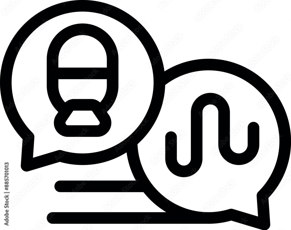 Poster microphone icon inside speech bubble representing podcasting and audio recording