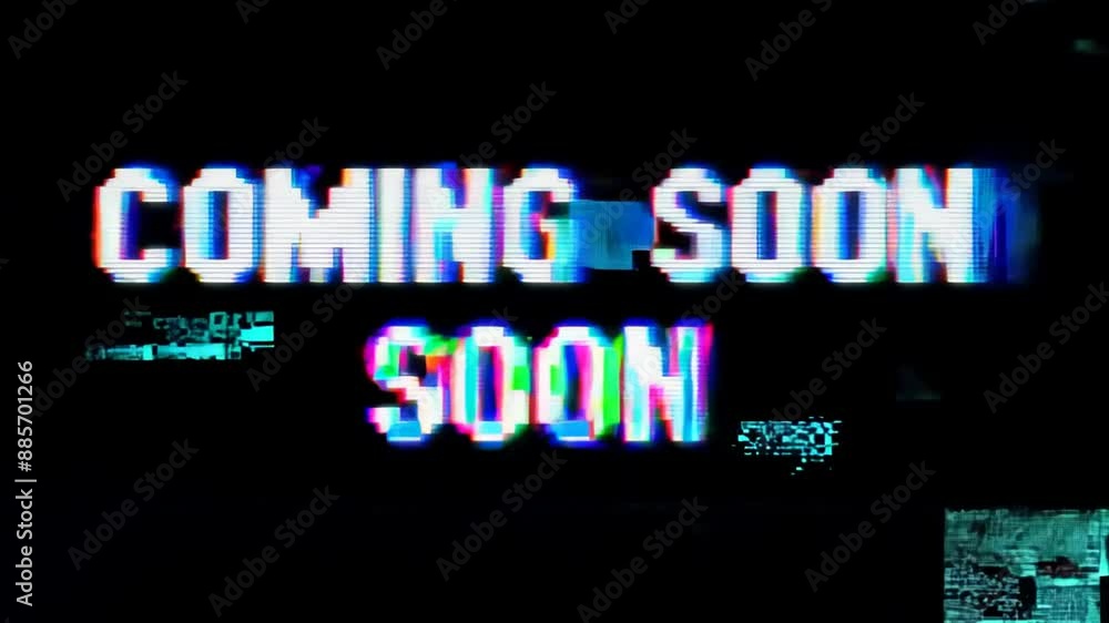 Poster glitch effect coming soon animation generative ai