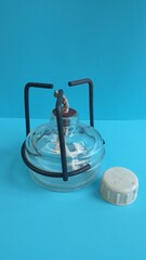Chemical glassware in a chemistry lesson. Demonstration experience.