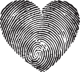 Fingerprint Love Heart Shape Silhouette