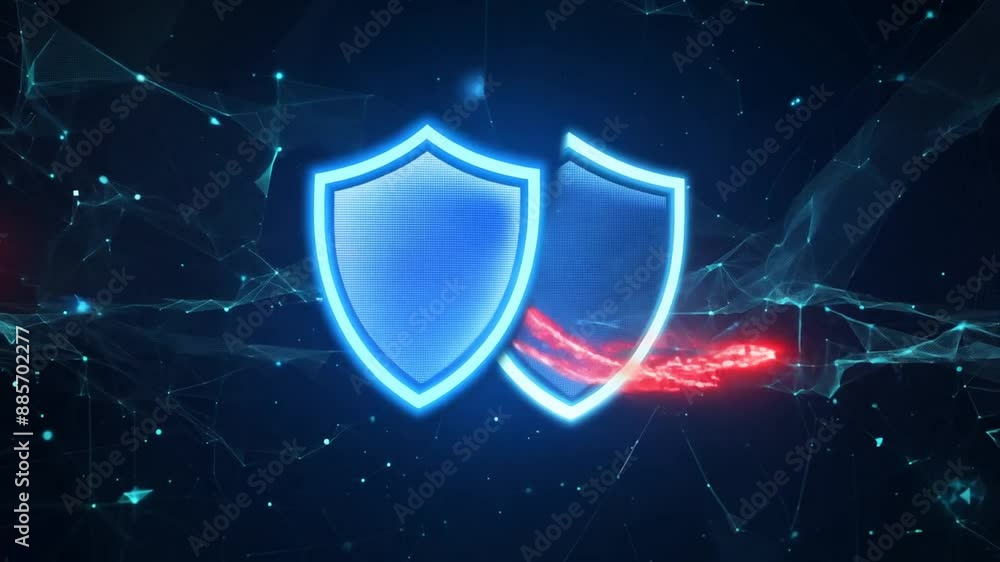 Poster cyber security shields animation generative ai