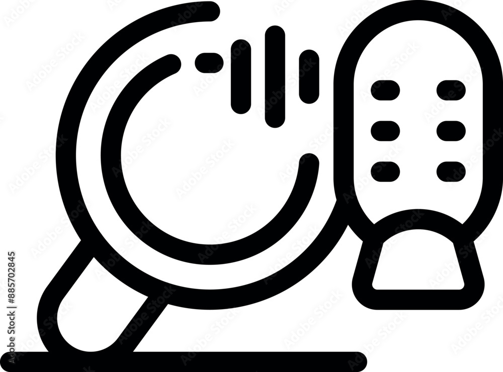Poster searching information using voice search app on smartphone with sound wave icon